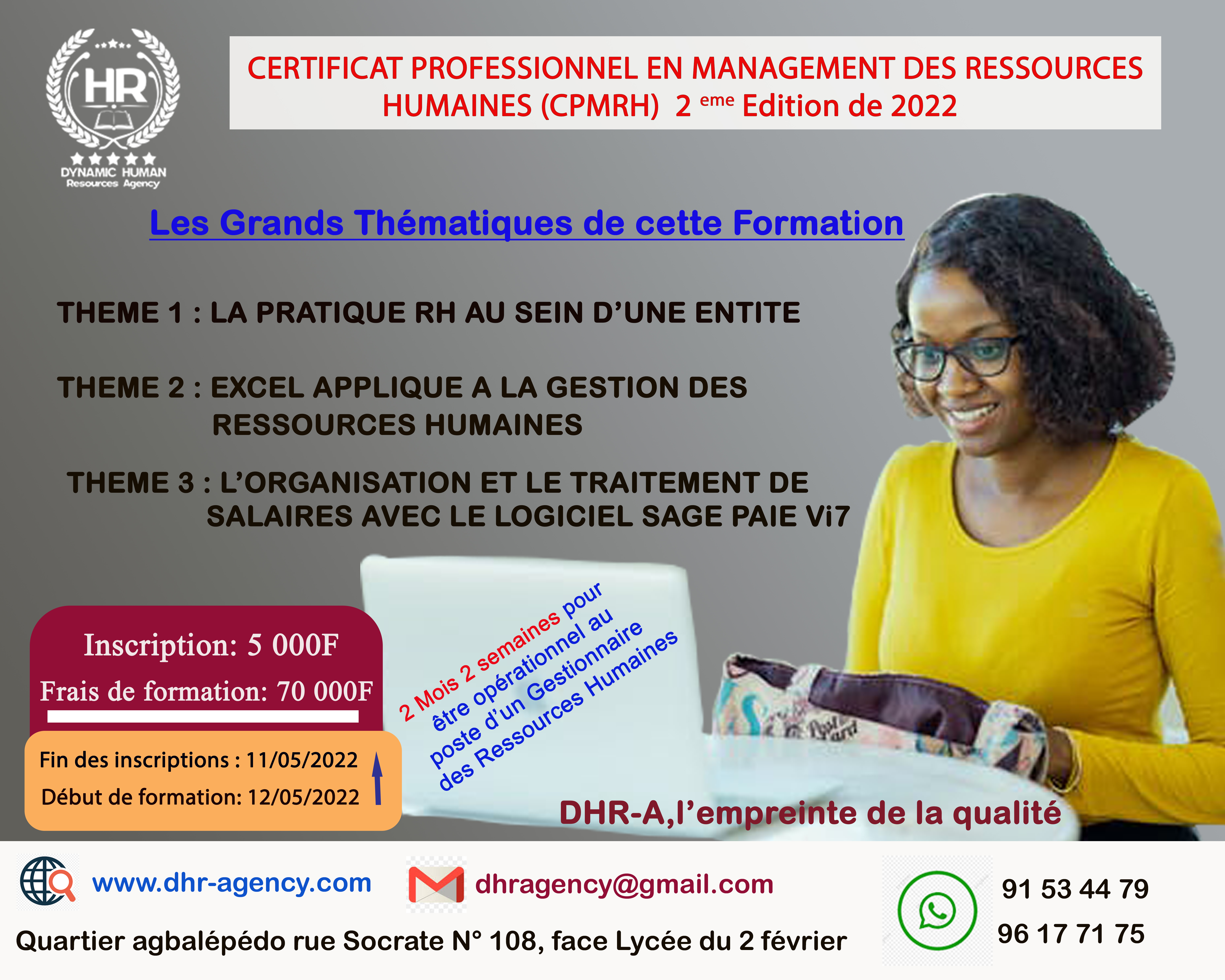 CERTIFICAT PROFESSIONNEL EN MANAGEMENT DES RESSOURCES HUMAINES (CPMRH)  2EME Edition de 2022